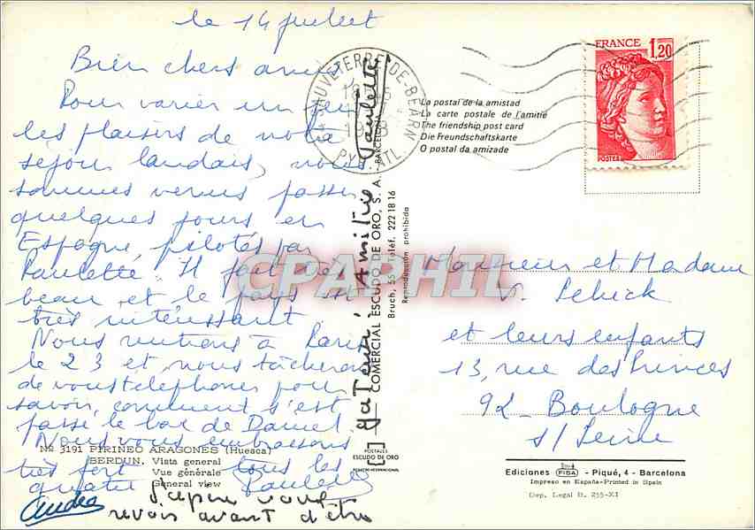 CPM Pirineo Aragones Huesca Berdun Vue generale  — Back