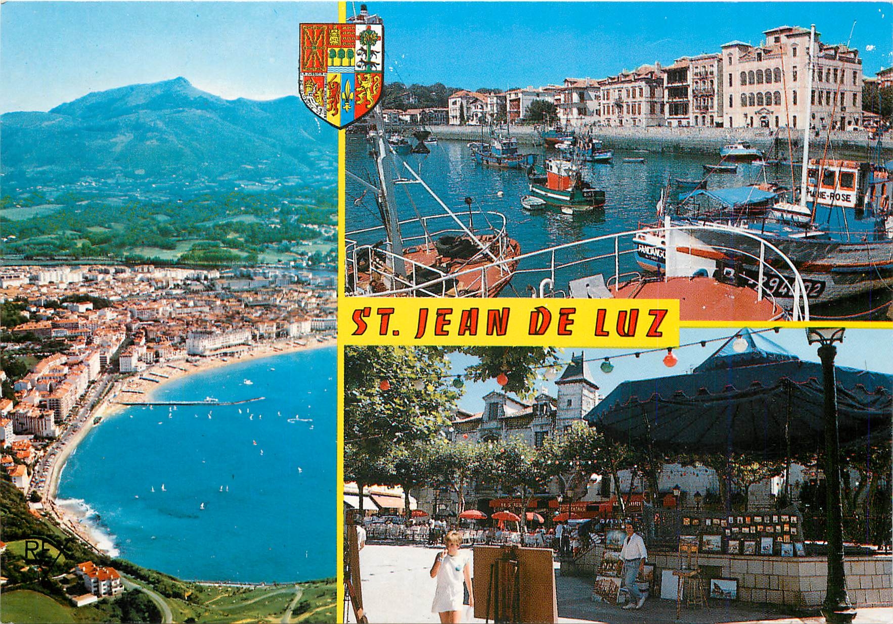 CPM St Jean de Luz PA Vue generale avec la Rhune Le port et la maison de l'Infante 