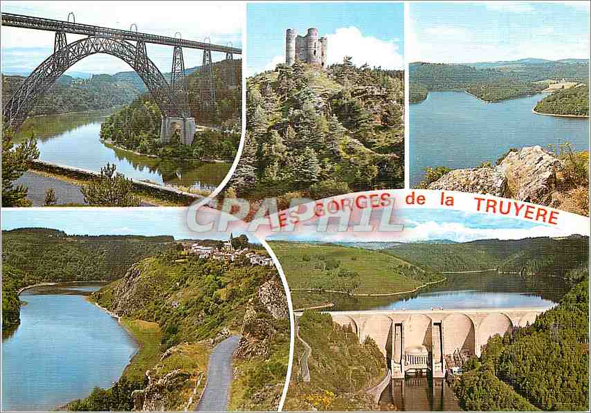 CPM Gorges de la Truyere Viaduct de Garabit Chateau d'Alleuze 