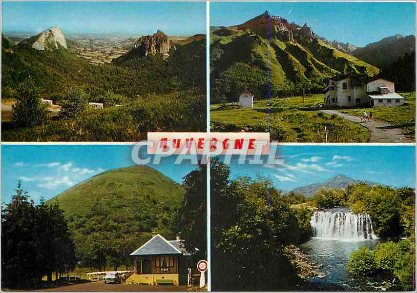 Auvergne — Roche Tuilière, Puy-de-Dôme, Cascade du Saillant — S.A.D. Places de l'Hotel de Ville, Vichy