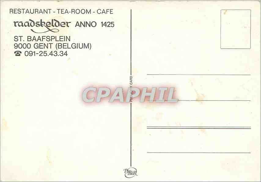 CPM Restaurant Tea Room Cafe Gent Belgium St Baafsplein — Rückseite