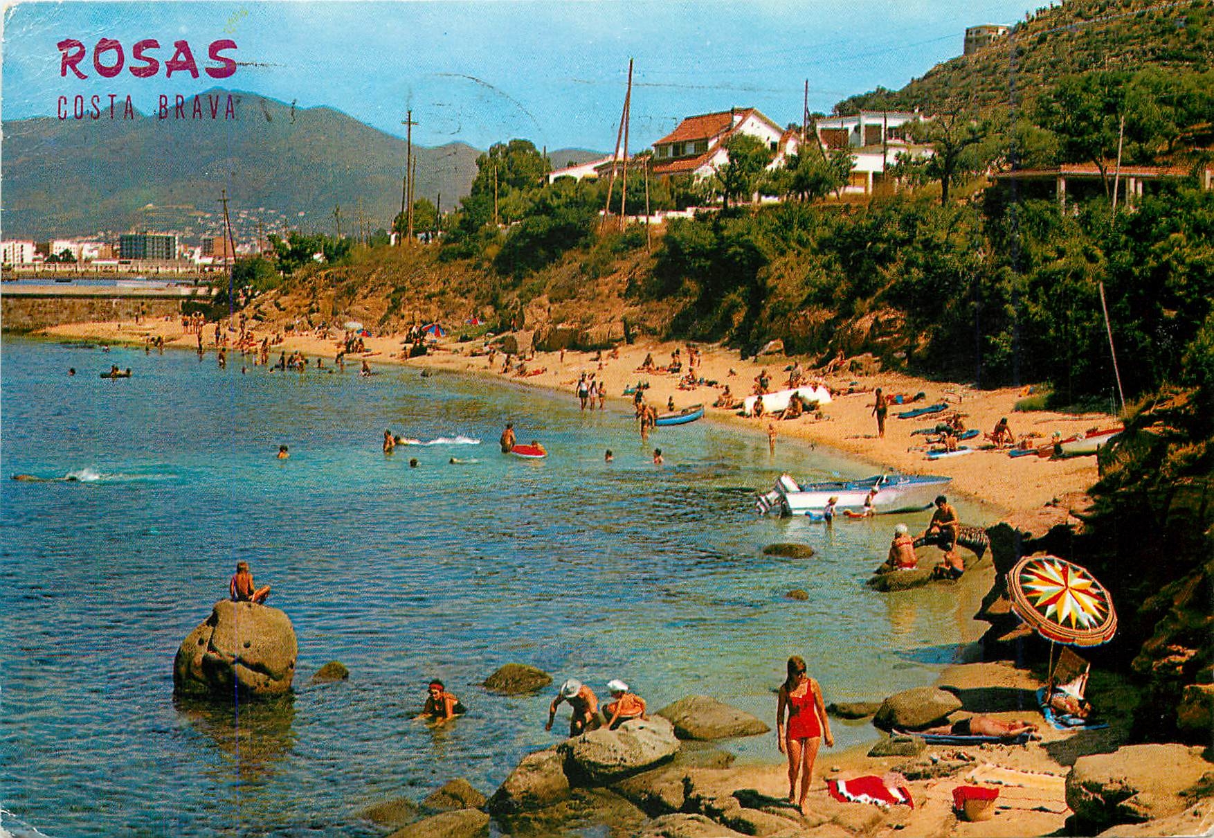 CPM Rosas Costa Brava La Plage des Palangrers sur le chemin du Phare 
