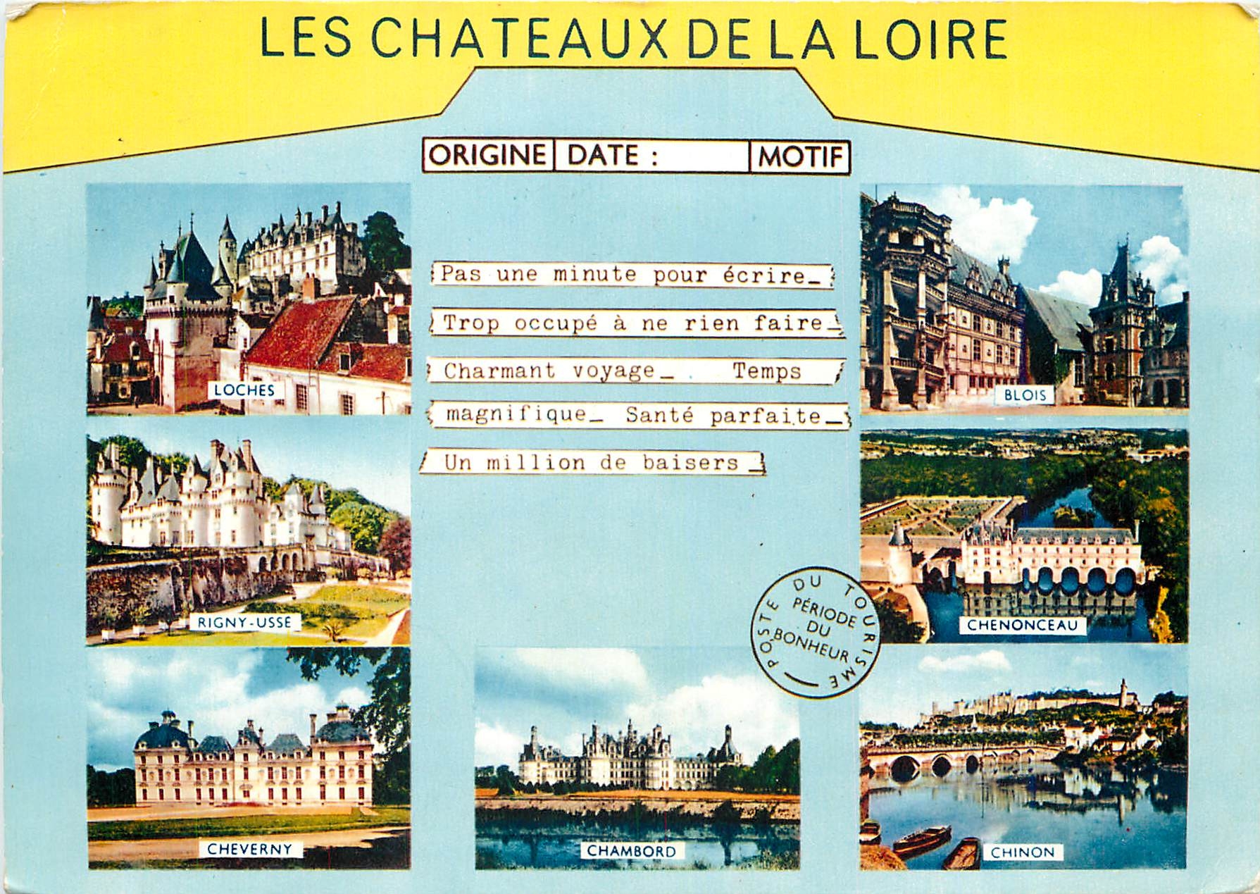 CPM Les Chateaux de la Loire Loches Blois Rigny Usse Chenoneau Cheverny Chambord Chinon 