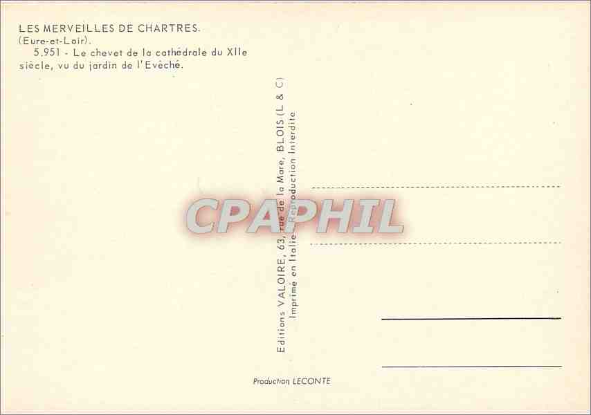 CPM Les Merveilles de Chartres Eure et Loir Le Chevet de la cathedrale vu du jardin de l'Eveche  — Rückseite