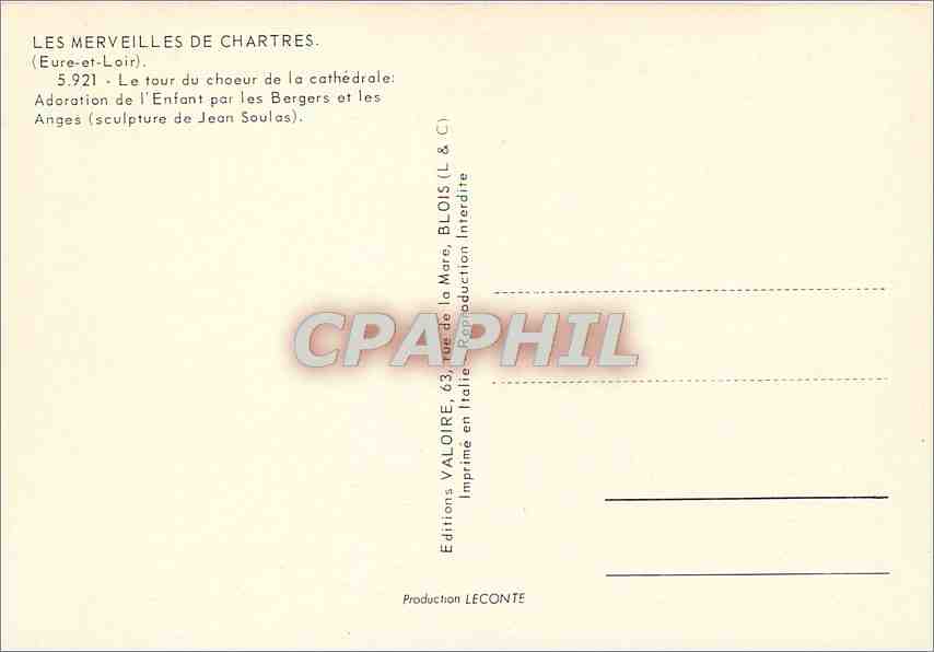 CPM Les Merveilles de Chartres Eure et Loir Le tour du choeur de la cathedrale Adoration de l'Enfant — Verso