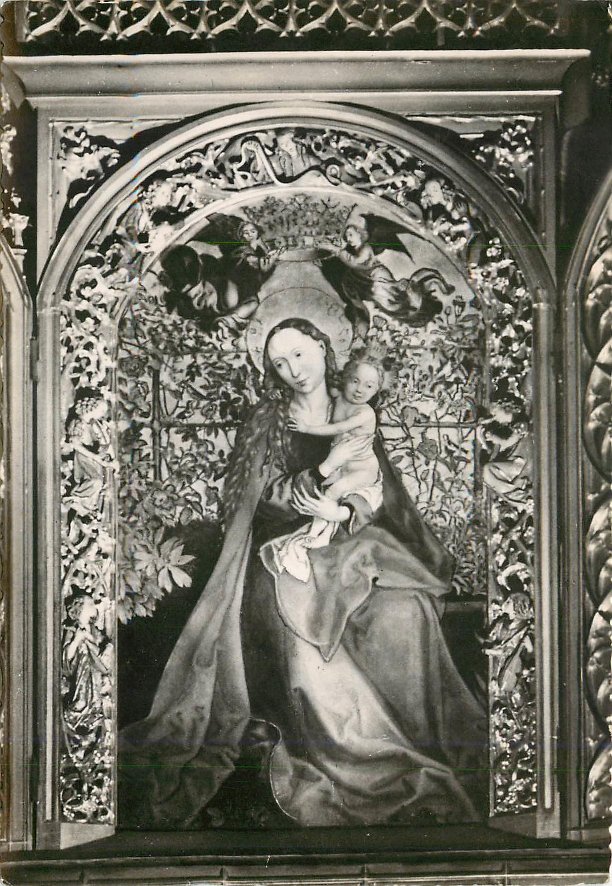 CPM Cathedrale de Colmar Martin Schoengauer la Vierge au buisson de roses 