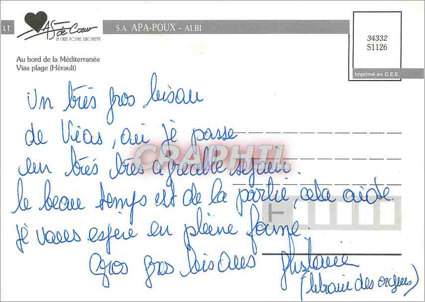 CPM Au bord de la Mediterranee Vias plage Herault  — Rückseite