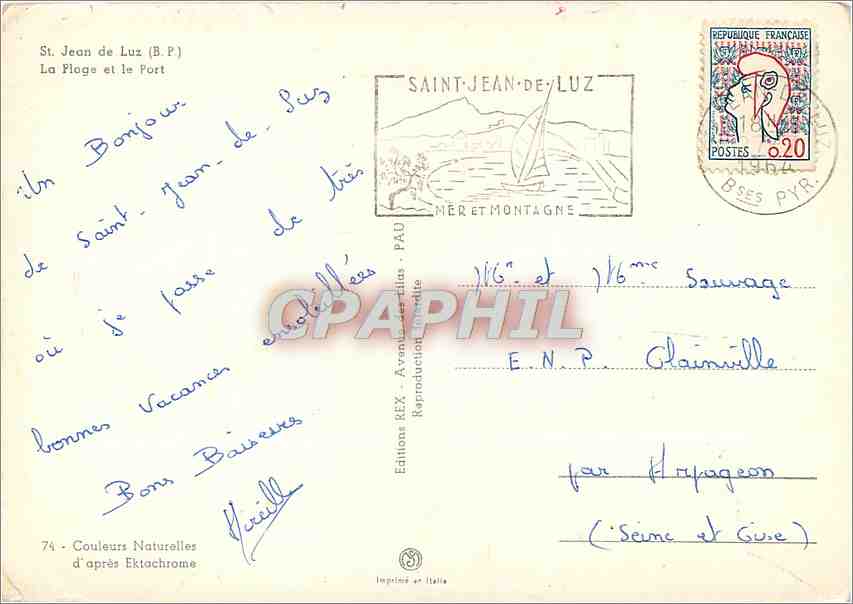CPM St Jean de Luz BP La Plage et le Port  — Verso