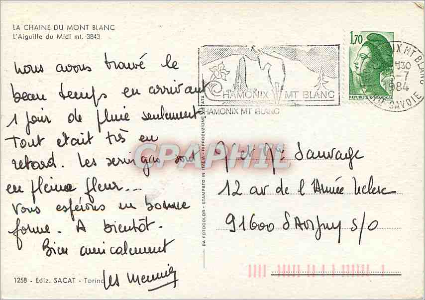 CPM La Chaine du Mont Blanc L'Aiguille du Midi  — Verso