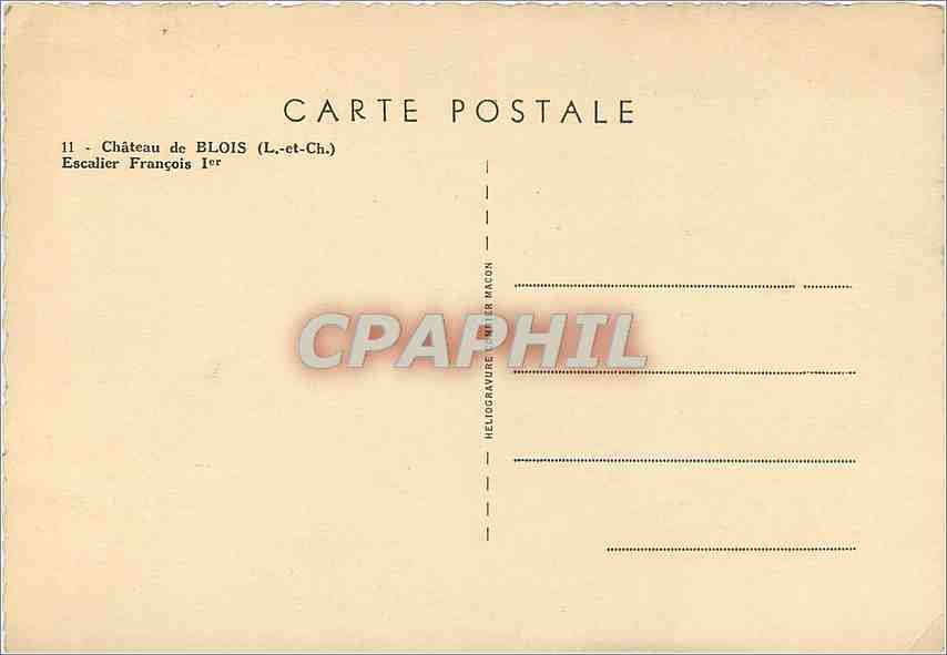 CPM Chateau de Blois L et Ch Escalier Francois 1er  — Verso