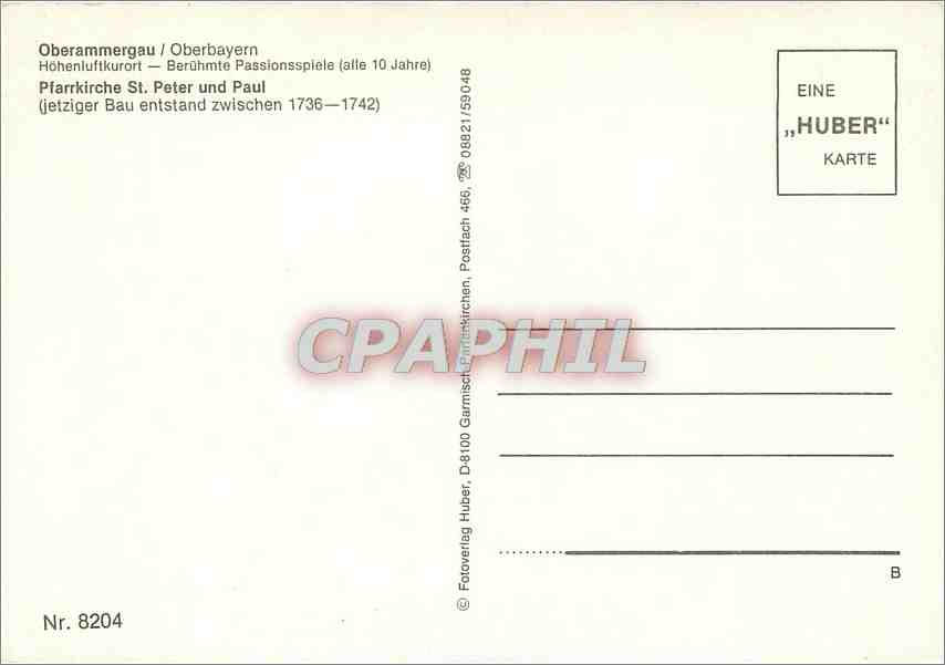 CPM Oberammergau Oberbayern Hohenluftkurort  — Rückseite