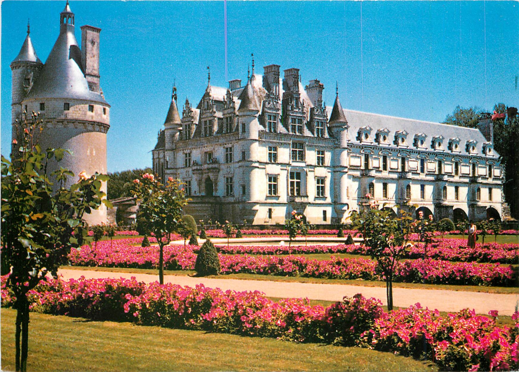 CPM Chenonceaux Indre et Loire Le chateau et la tour des Marques 