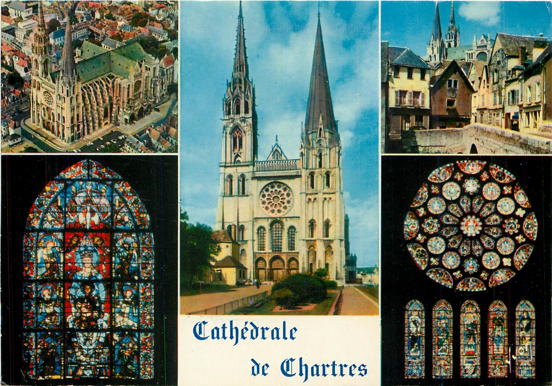 CPM Cathedrale de Chartres Eure et Loir La Cathedrale vue d'avion 