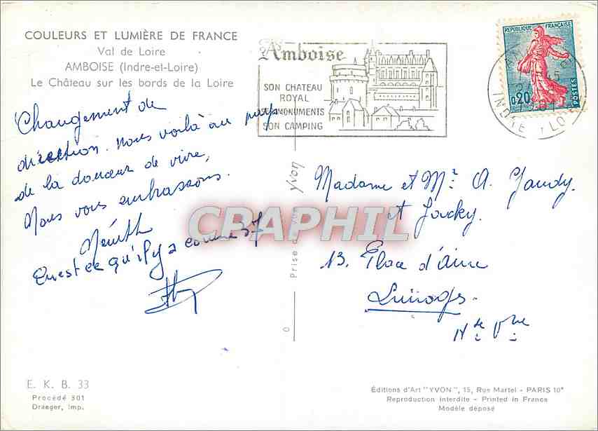 CPM Val de la Loire Amboise Indre et Loire Le Chateau sur les bords de la Loire  — Rückseite
