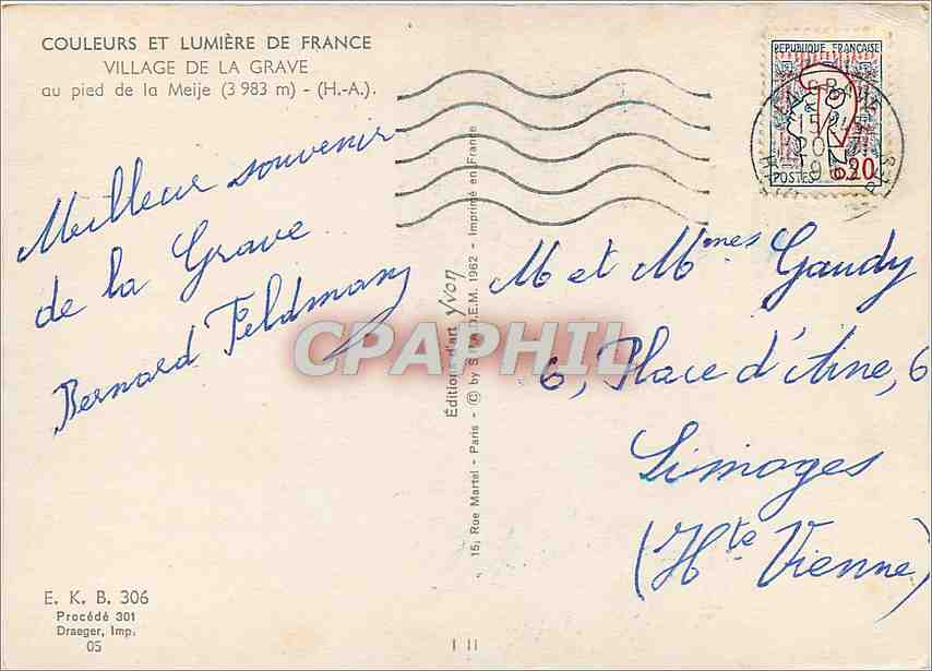 Village de La Grave — au pied de la Meije (3 983 m) — Éditeur : Draeger, Paris — Rückseite