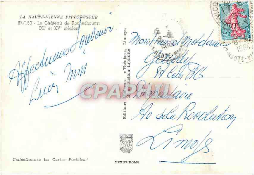 CPM La Haute Vienne Pittoresque Le Chateau de Rochechouart Bœufs Attelage — Back