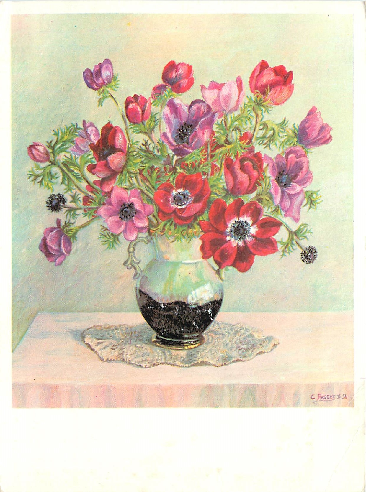 CPM Anemones Peint avec la Bouche 
