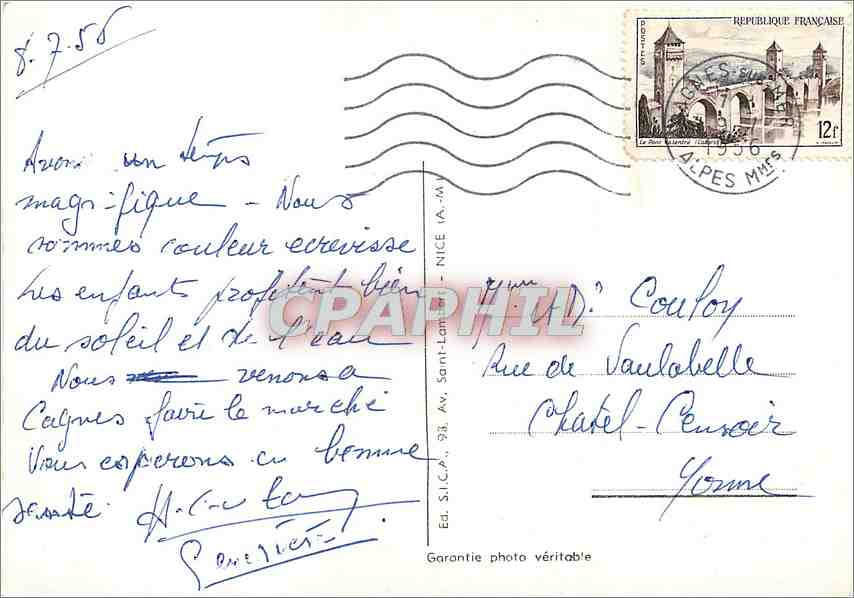 CPM Cagnes sur Mer Vue generale Chateau des Grimaldi  — Verso