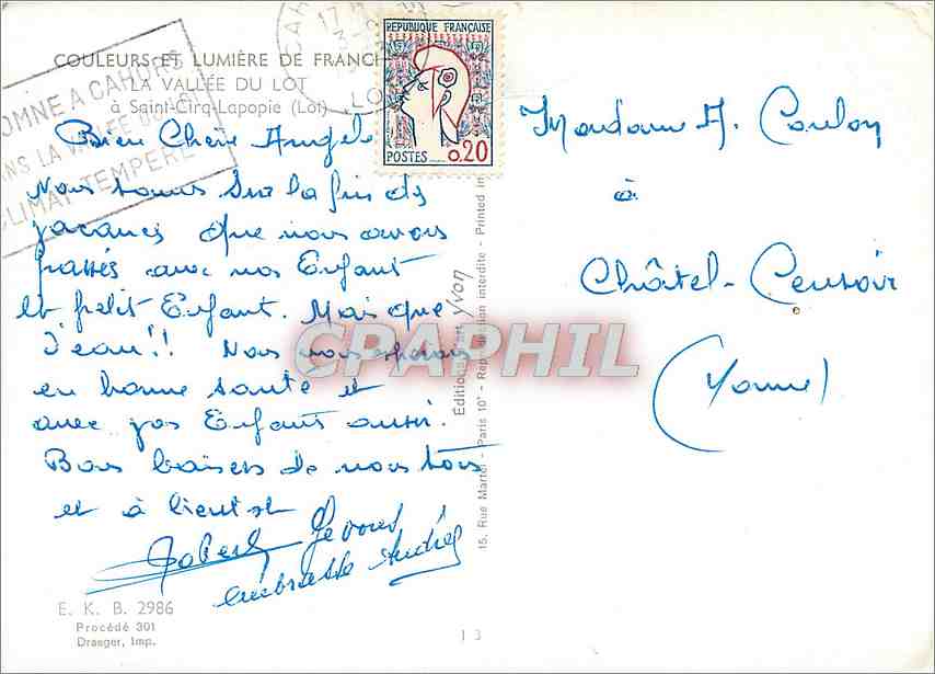 CPM La Vallee du Lot a Saint Cirq Lapopie Lot  — Rückseite