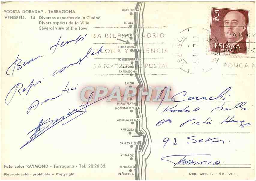 CPM Costa Dorada Tarragona Divers aspects de la Ville  — Rückseite