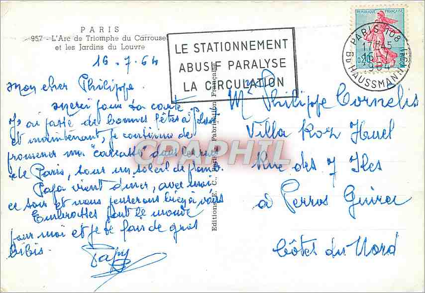 CPM Paris L'Arc de Triomphe du Carrousel et les Jardins du Louvre  — Rückseite