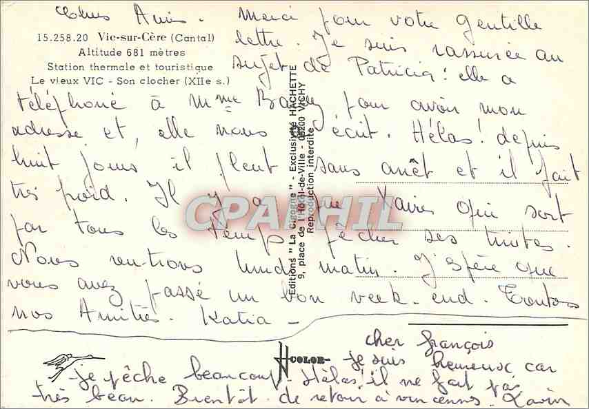 CPM Vic sur Cere Cantal Station thermale et touristique  — Rückseite