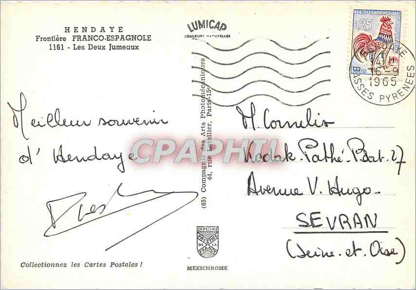 Les Deux Jumeaux — Frontière Franco-Espagnole — LUMICAP — Rückseite