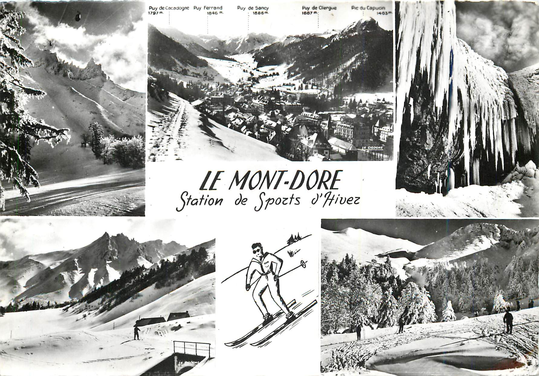 CPM Le Mont Dore Puy de Dome Sancy et Teleferique Vue generale Grande Cascade 