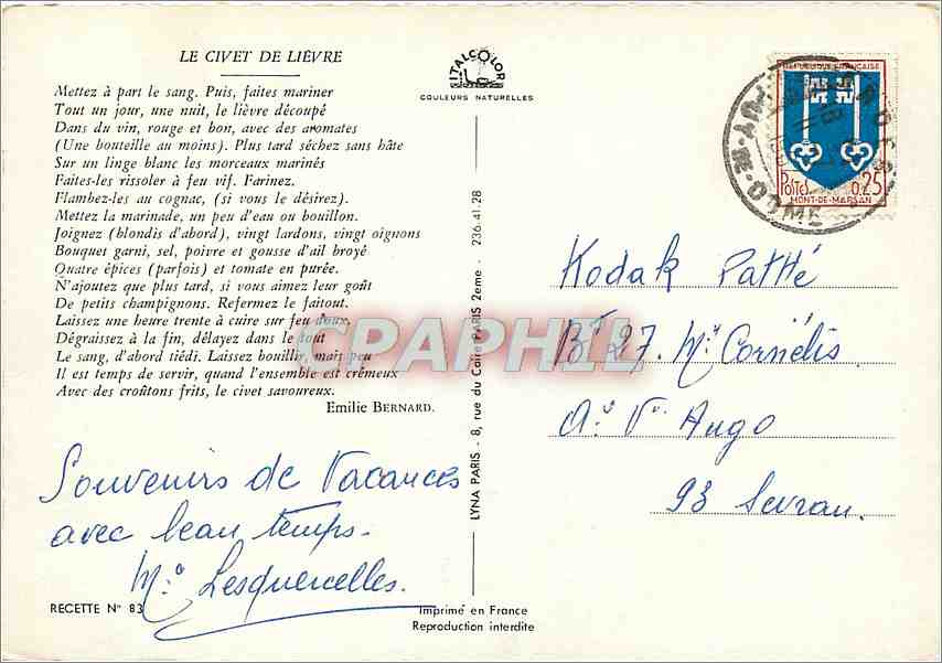 CPM Le Livet de Lievre  — Rückseite