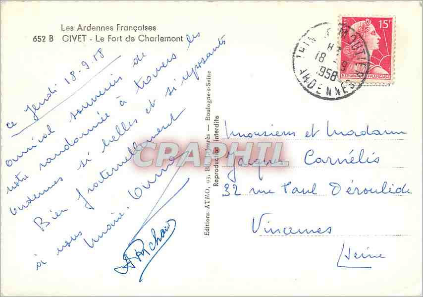 CPM Givet Le Fort de Charlemont  — Rückseite