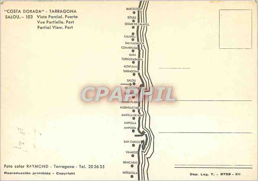 CPM Costa Dorada Tarragona Vue Partielle Port  — Rückseite