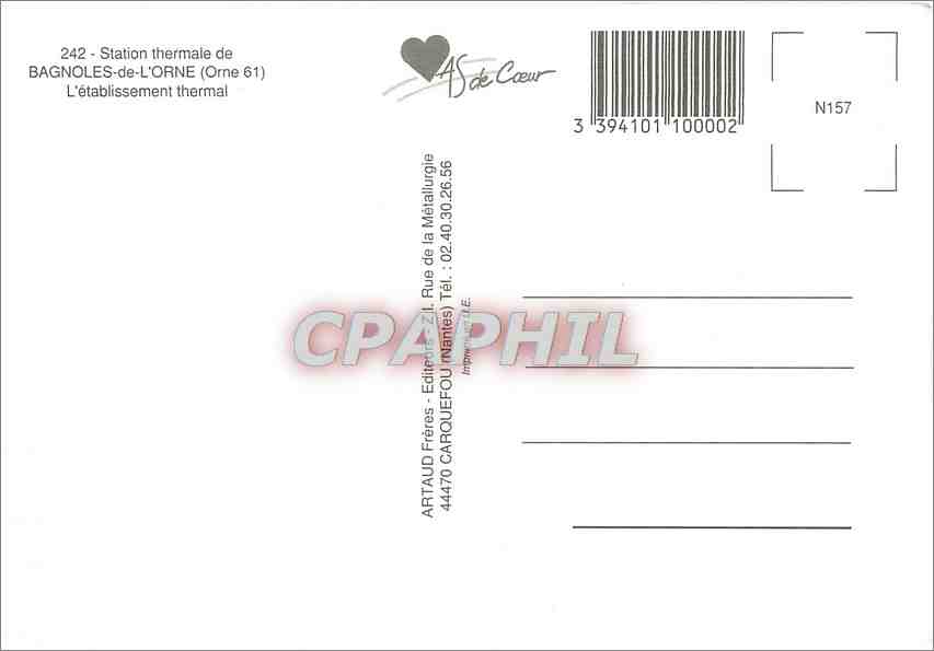 CPM Bagnoles de l'Orne L'etablissement thermal  — Rückseite