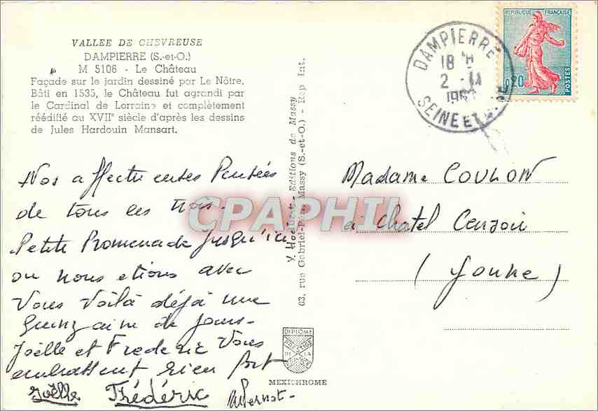 CPM Dampierre S et O Le Chateau Facade sur le jardin dessine par Le Noitre  — Rückseite