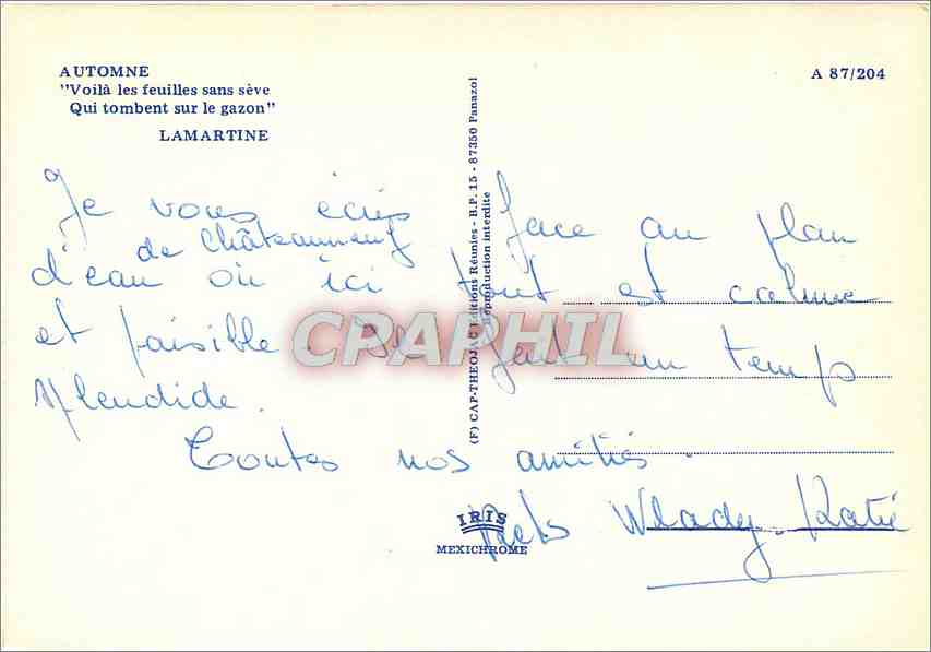 CPM Automne Voila les feuilles sans seve  — Back