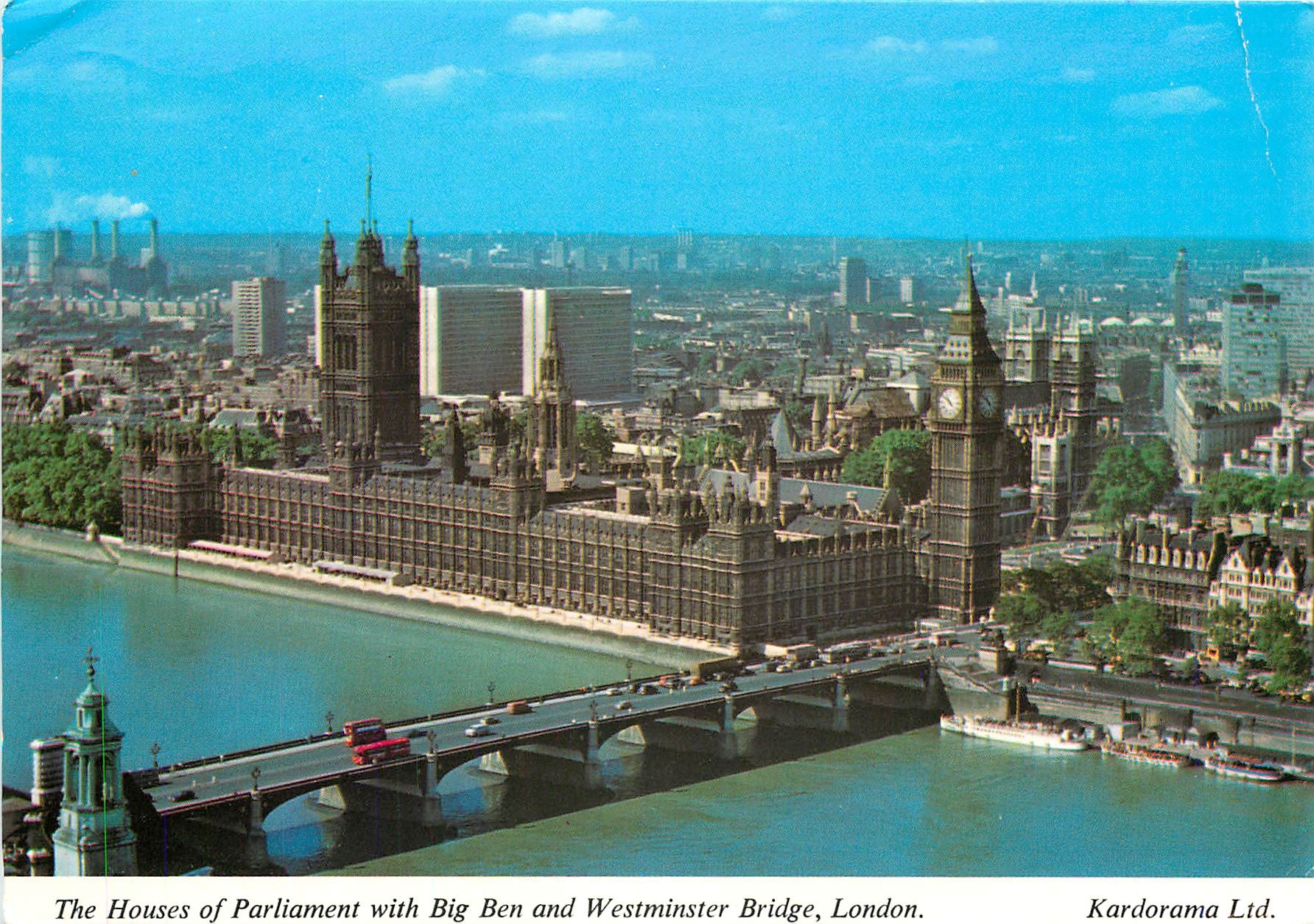 CPM The Houses of Parliament with Big Ben and Westminster Bridge London 