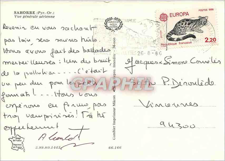 CPM Sahorre Pyr Or Vue generale aerienne  — Rückseite