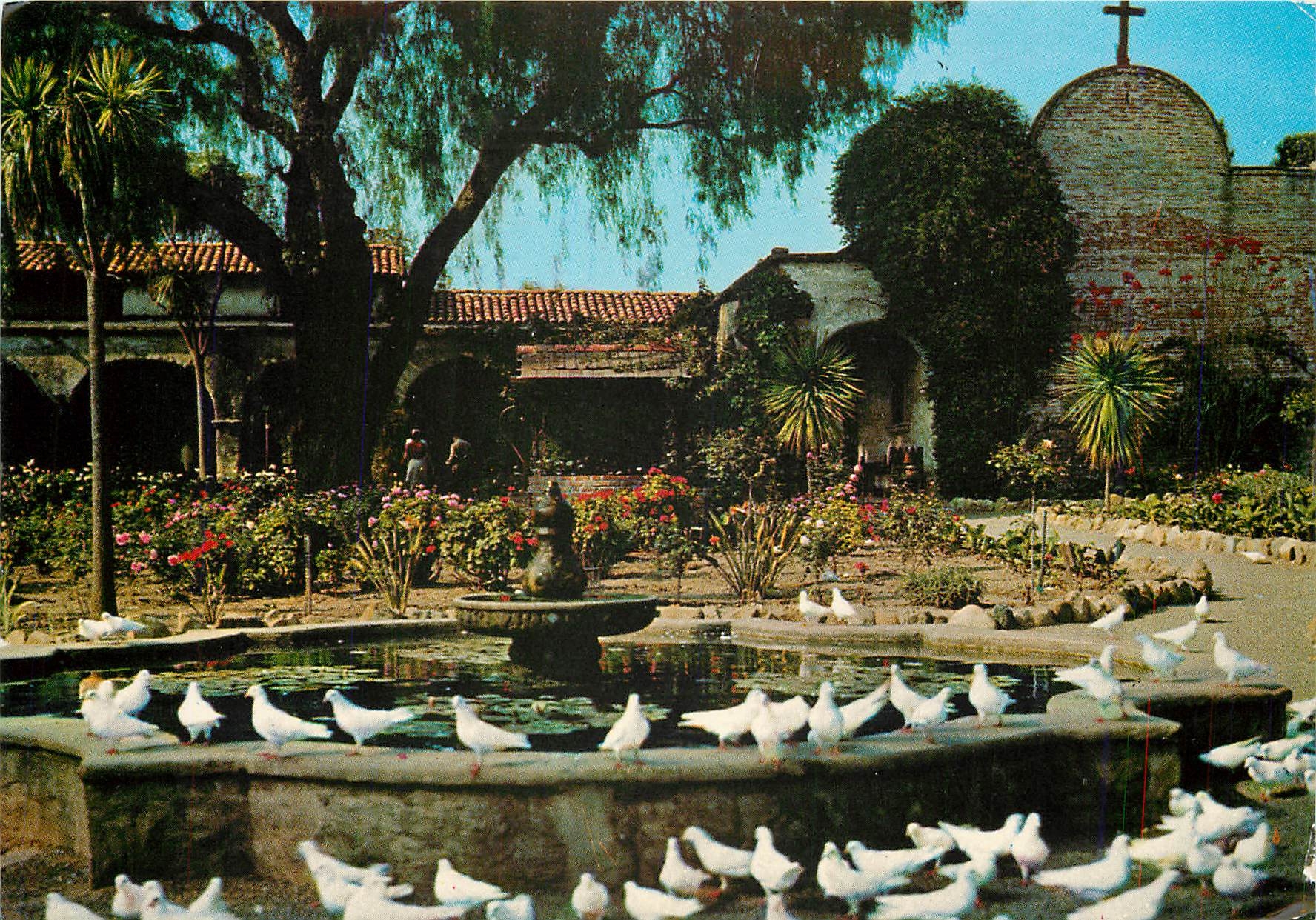 CPM Mission San Juan Capistrano California Fountain and front garden 