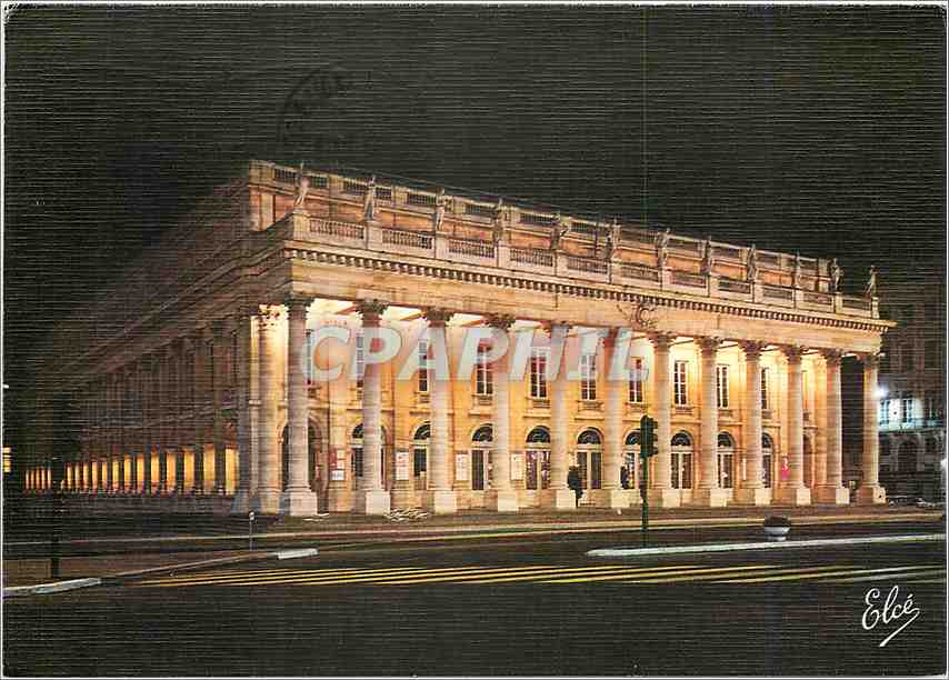 CPM Bordeaux Le Grand Theatre la nuit 