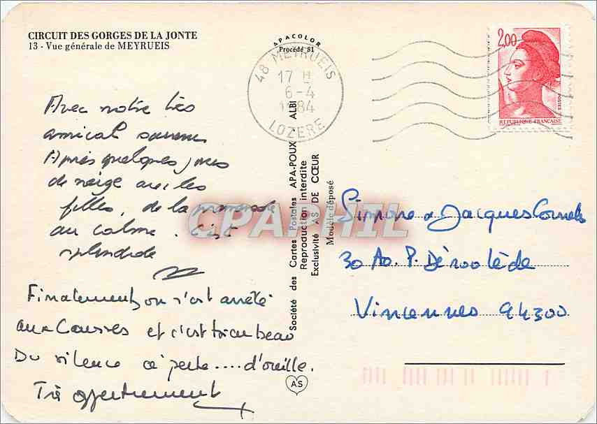 CPM Circuit des Gorges de la Jonte Vue generale de Meyrueis  — Back