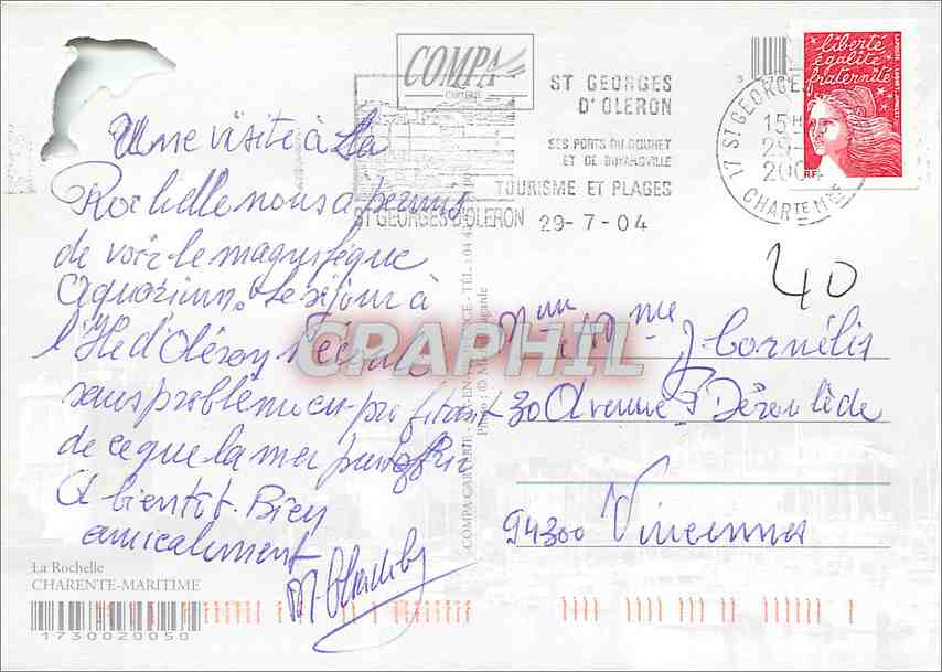 CPM La Rochelle Charente Maritime  — Rückseite