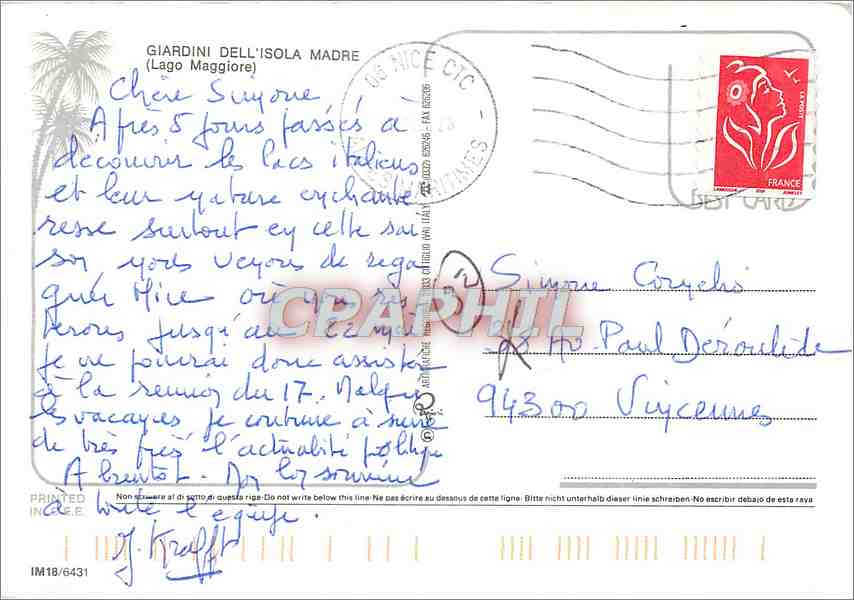 CPM Giardini dell Isola Madre Lago Maggiore  — Verso