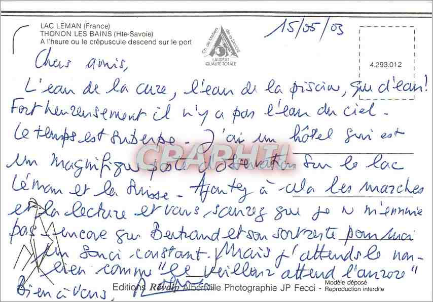 CPM Thonon les Bains Hte Savoie A l'heure ou le crepuscule descend sur le port  — Rückseite