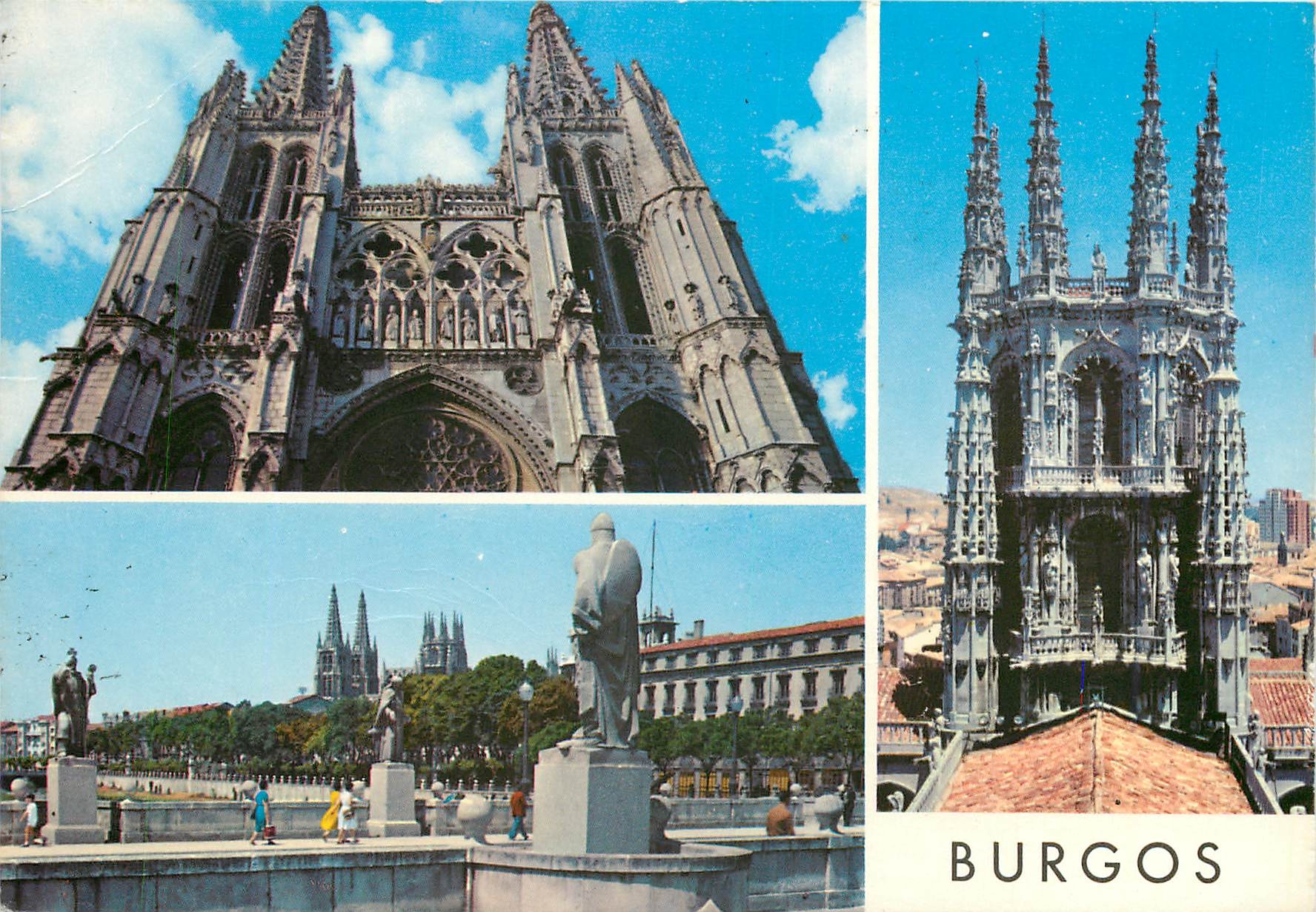CPM Burgos Clochers et Transept de la Cathedrale et Pont de Saint Paul 