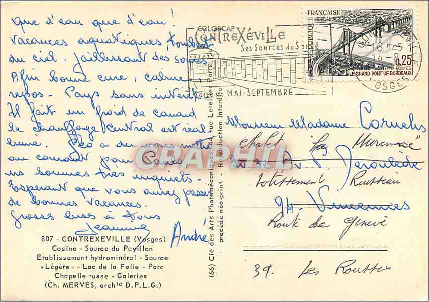 CPM Contrexeville Vosges Casino Source du Pavillon  — Rückseite