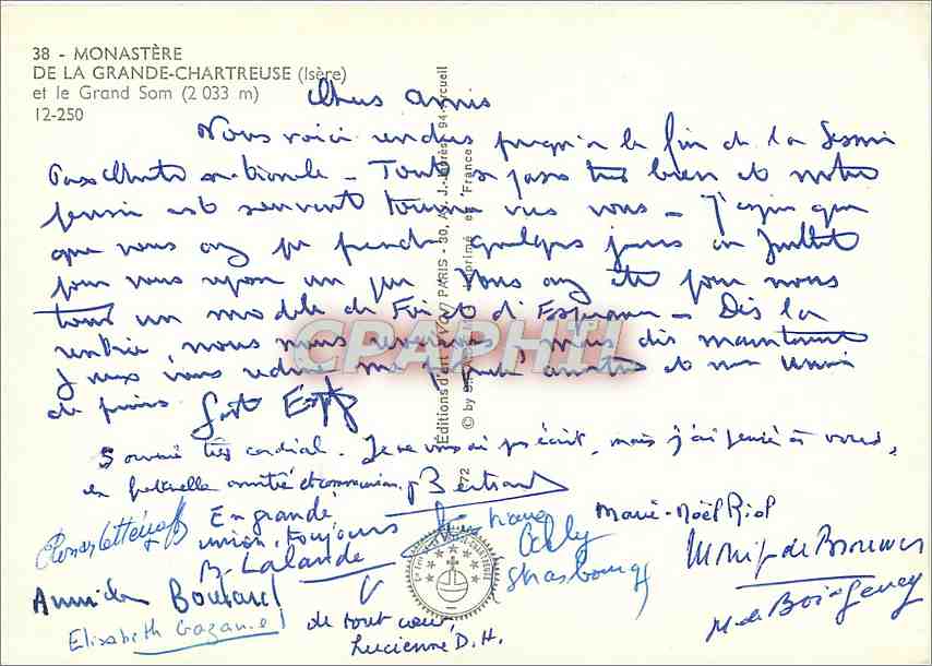 CPM Monastere de la Grande Chartreuse Isere et le Grand Dom  — Verso
