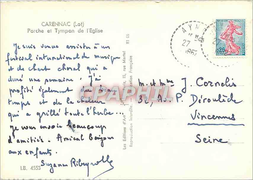 Porche et tympan de l'église — Carennac (Lot) — Les Editions d'Art Française — Rückseite