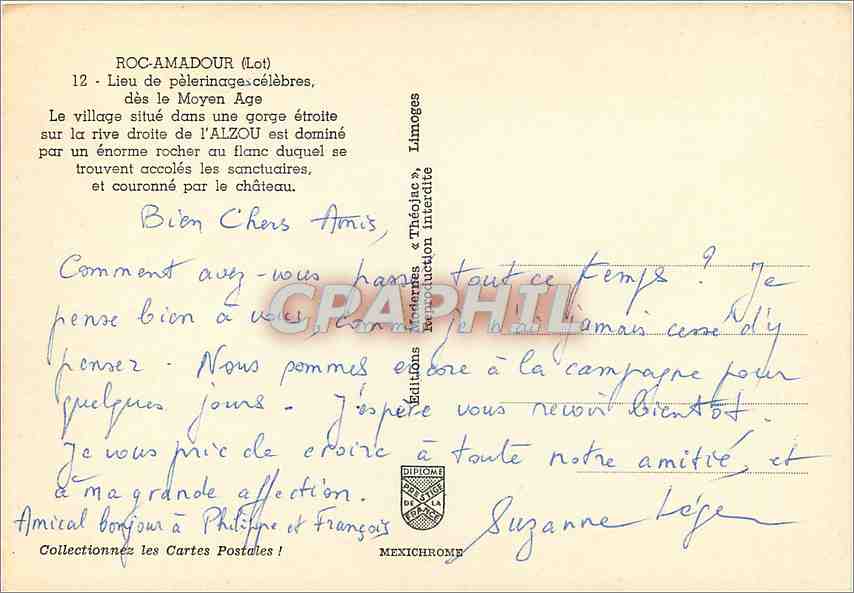 CPM Roc Amadour Lot Lieu de pelerinage celebres des le Moyen Age  — Rückseite