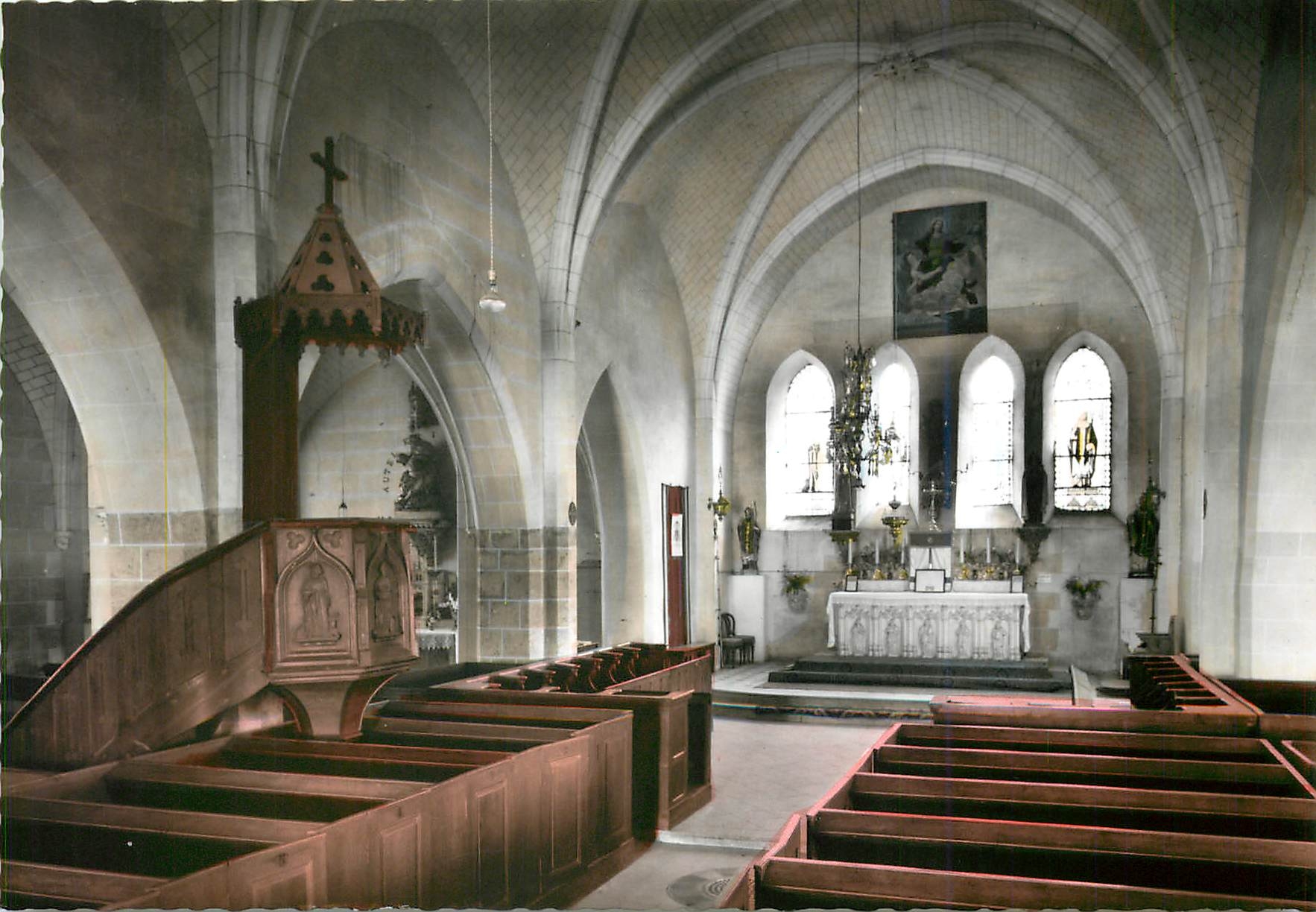 CPM Villefranche St Phal Yonne Interieur de l'Eglise St Eutrope 