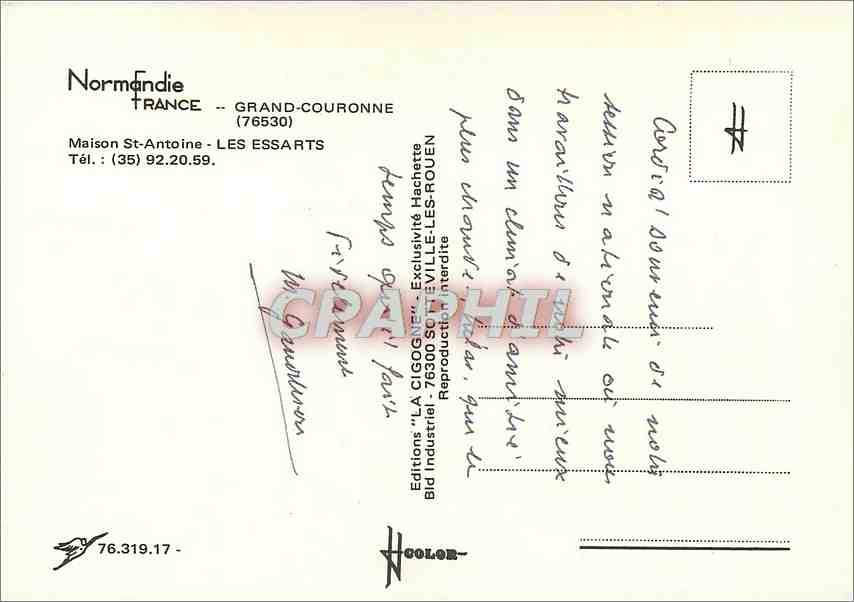 CPM Grand Couronne Maison St Antoine Les Essarts  — Rückseite