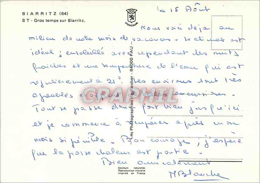 CPM Biarritz Gros temps sur Biarritz  — Rückseite